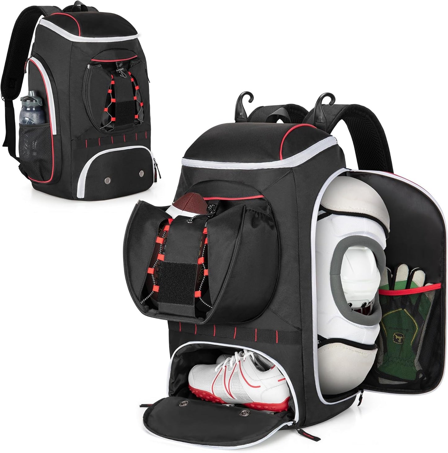 Football Bag for Equipment with External Ball Holder and More