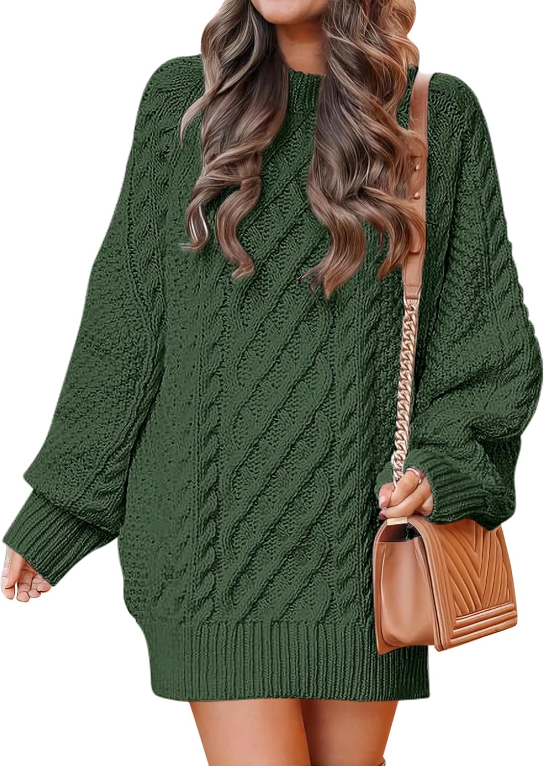 Oversized Cable Knit Sweater Dress for Women - Trendy Fall Style