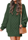 Oversized Cable Knit Sweater Dress - Cozy Fall/Winter Mini Pullover