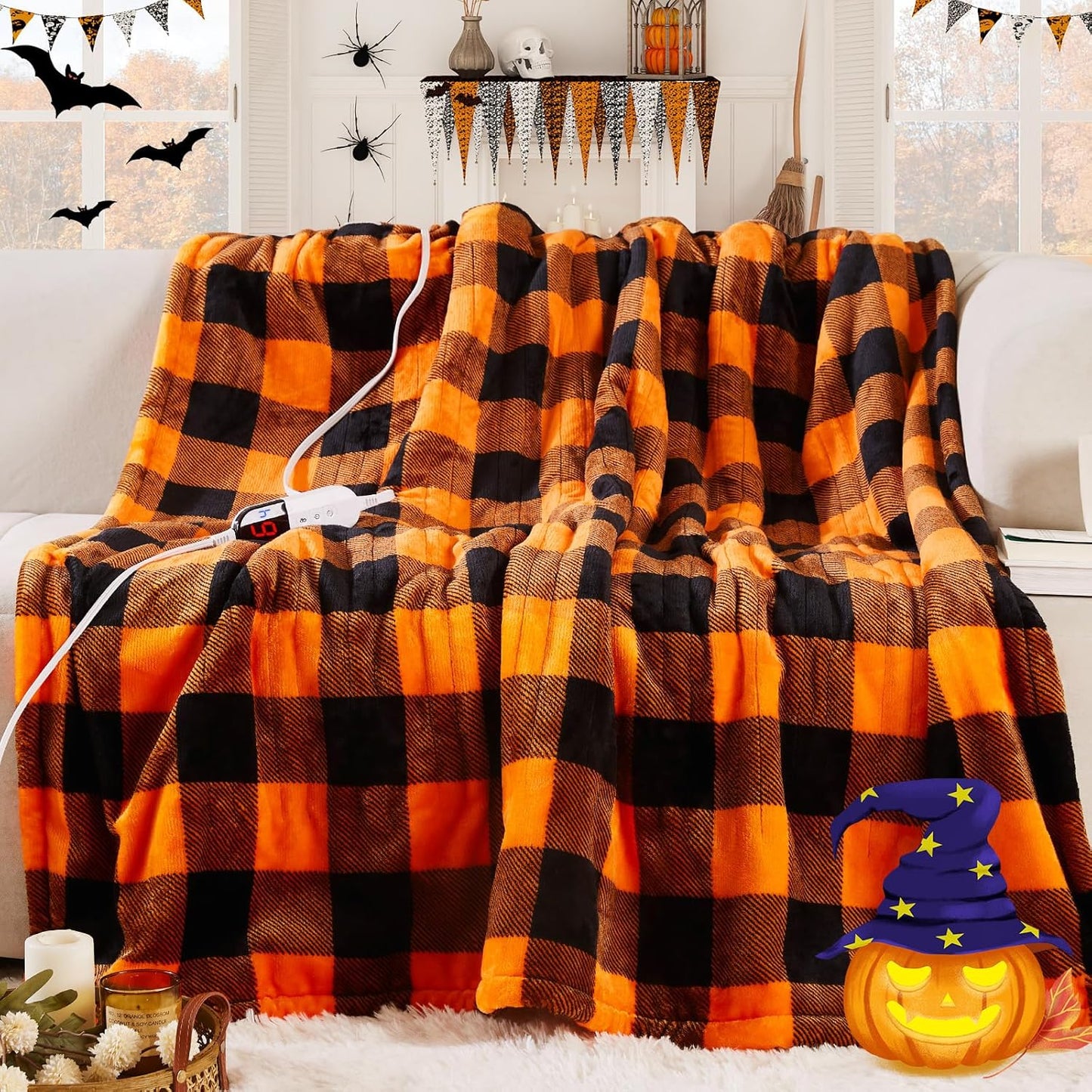 Halloween Electric Heated Blanket with 6 Heating Levels for Comfort
