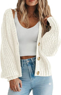 Chunky Knit Open Front Short Cardigan - Cozy Oversized Layer Clothing