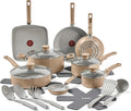 T-Fal Refresh Ceramic Nonstick Cookware Set Sand Beige - 20-Piece