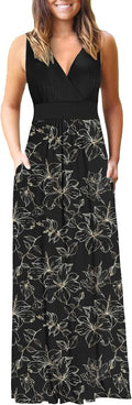 Sleeveless Formal Deep V Neck Maxi Dress - Comfortable Floor Length