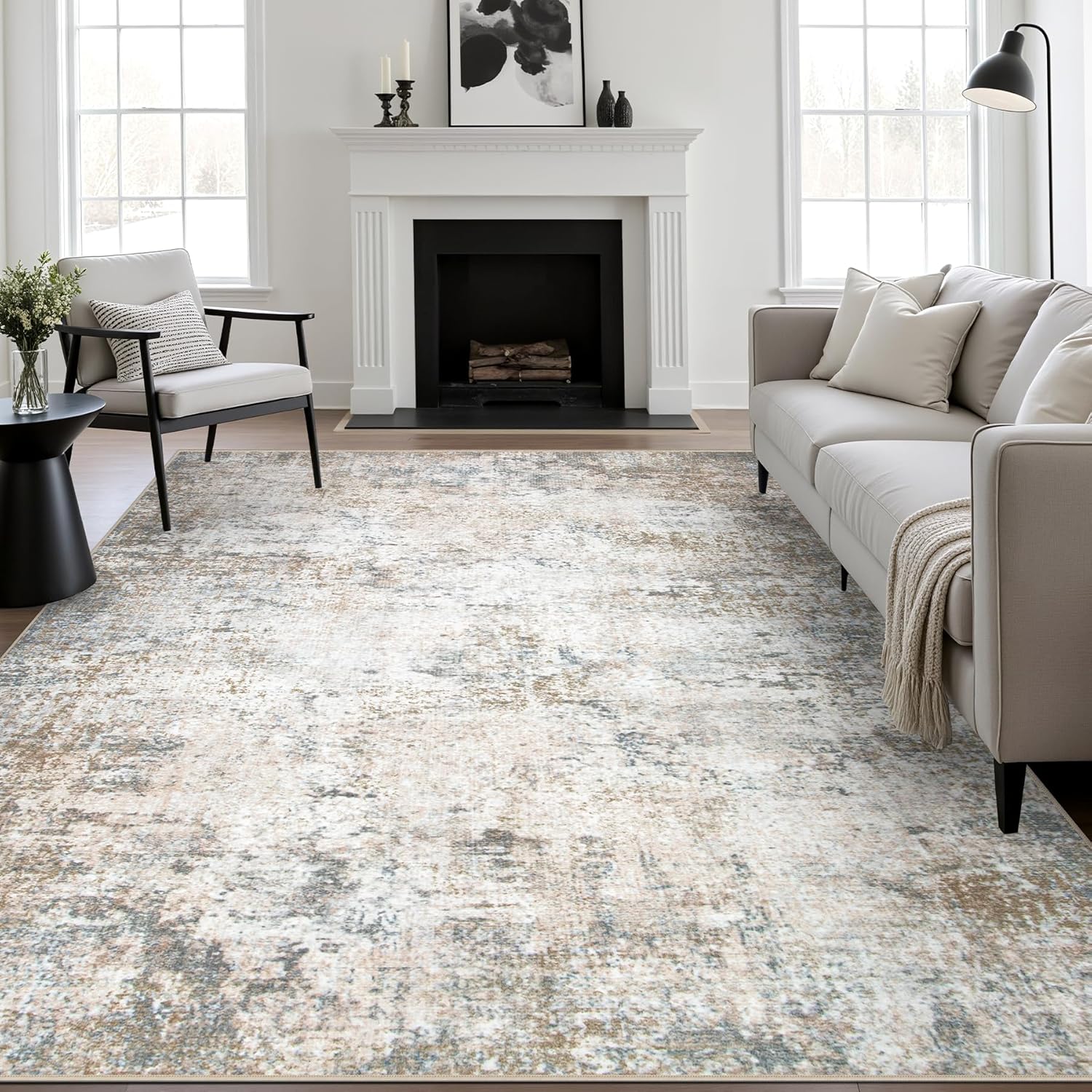 6x9 Area Rug for Living Room: Modern Abstract Soft Carpet