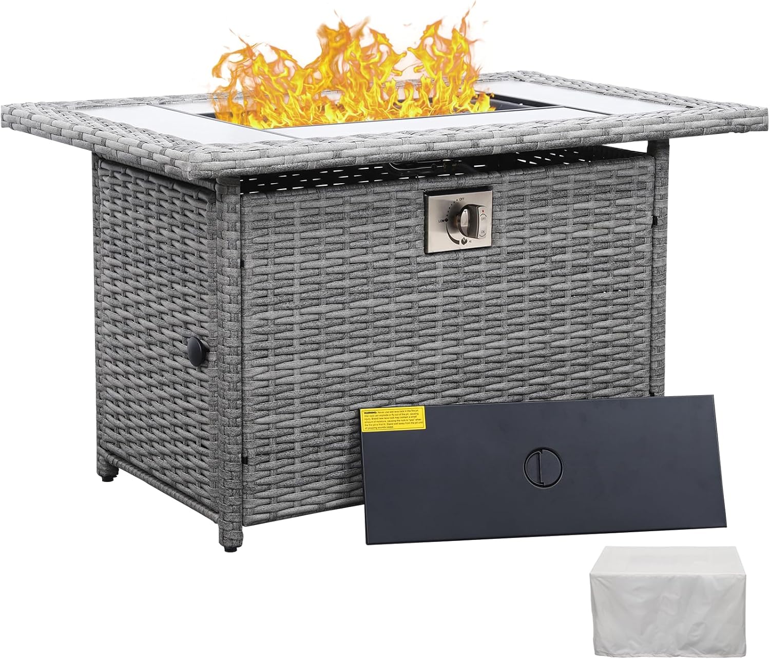 60000 BTU Wicker Gas Fire Pit Table for Outdoor Gatherings