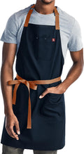 Essential Apron Adjustable Bib Chef Apron with 3 Pockets - Midnight