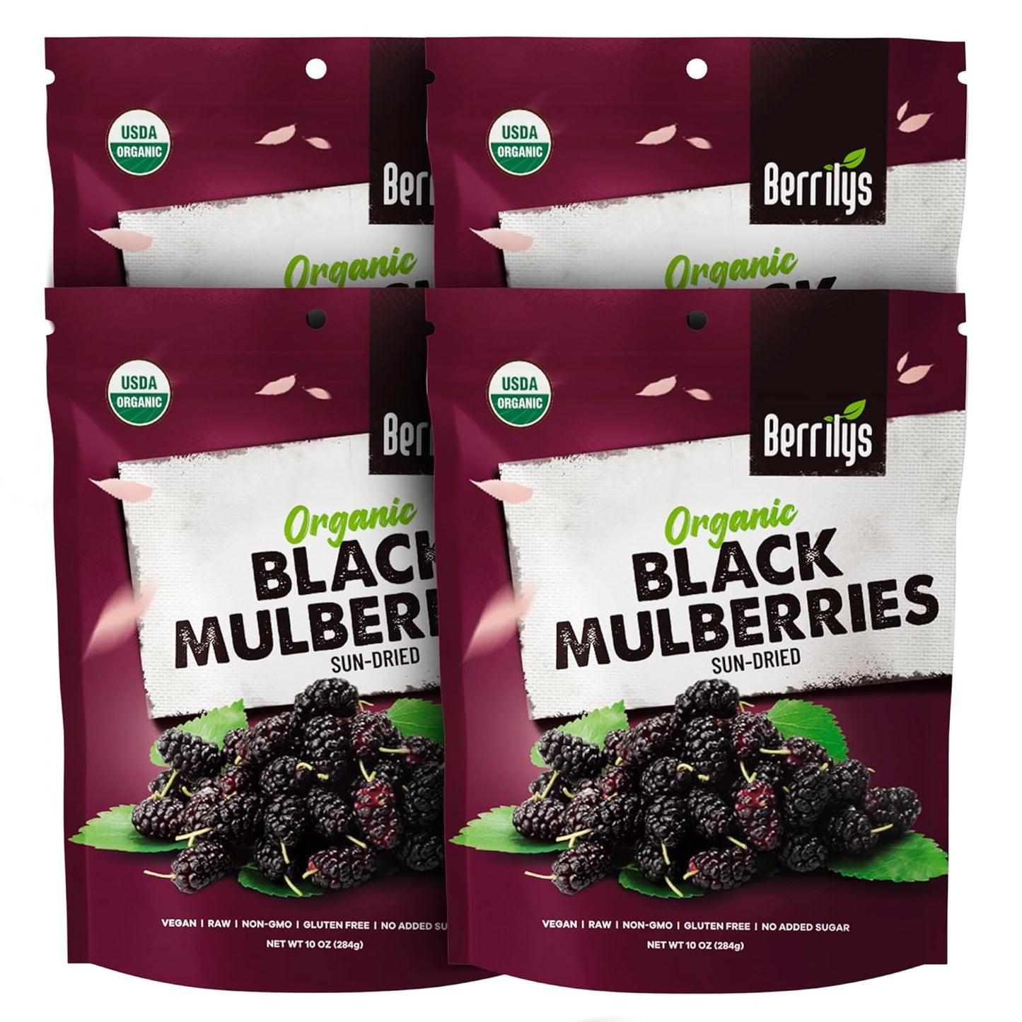 Organic Sun-Dried Black Mulberries - Raw and Gluten Free Snack