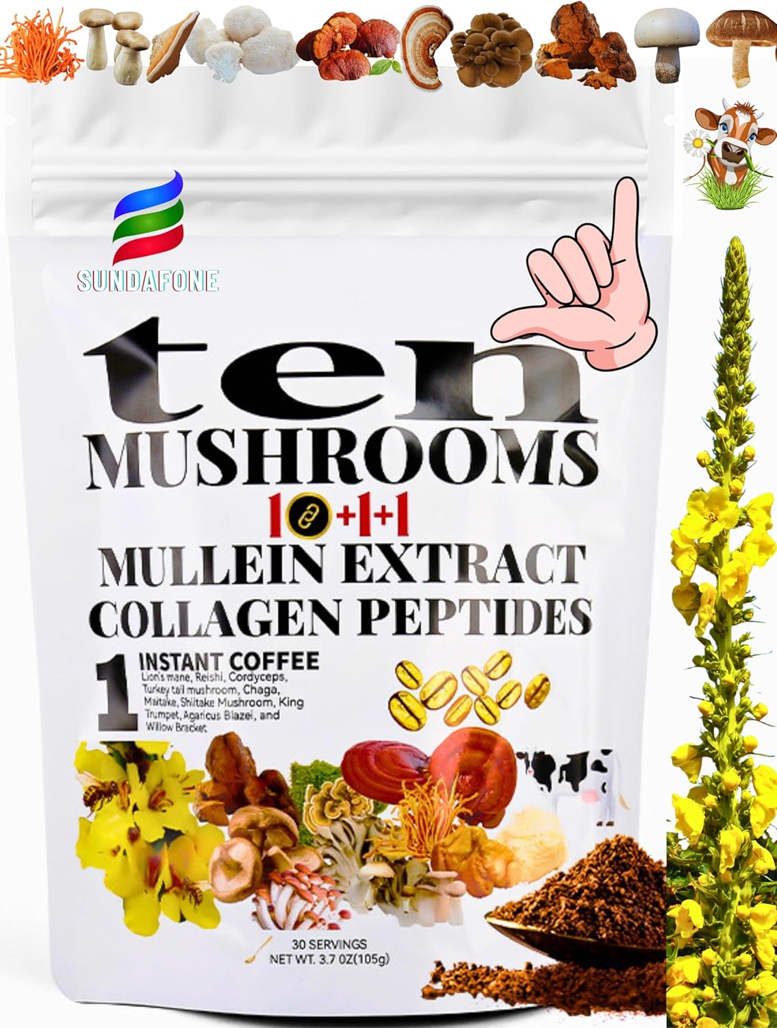 Organic Mushroom Coffee w/ Collagen - 12-in-1 Focus & Immunity Boost
