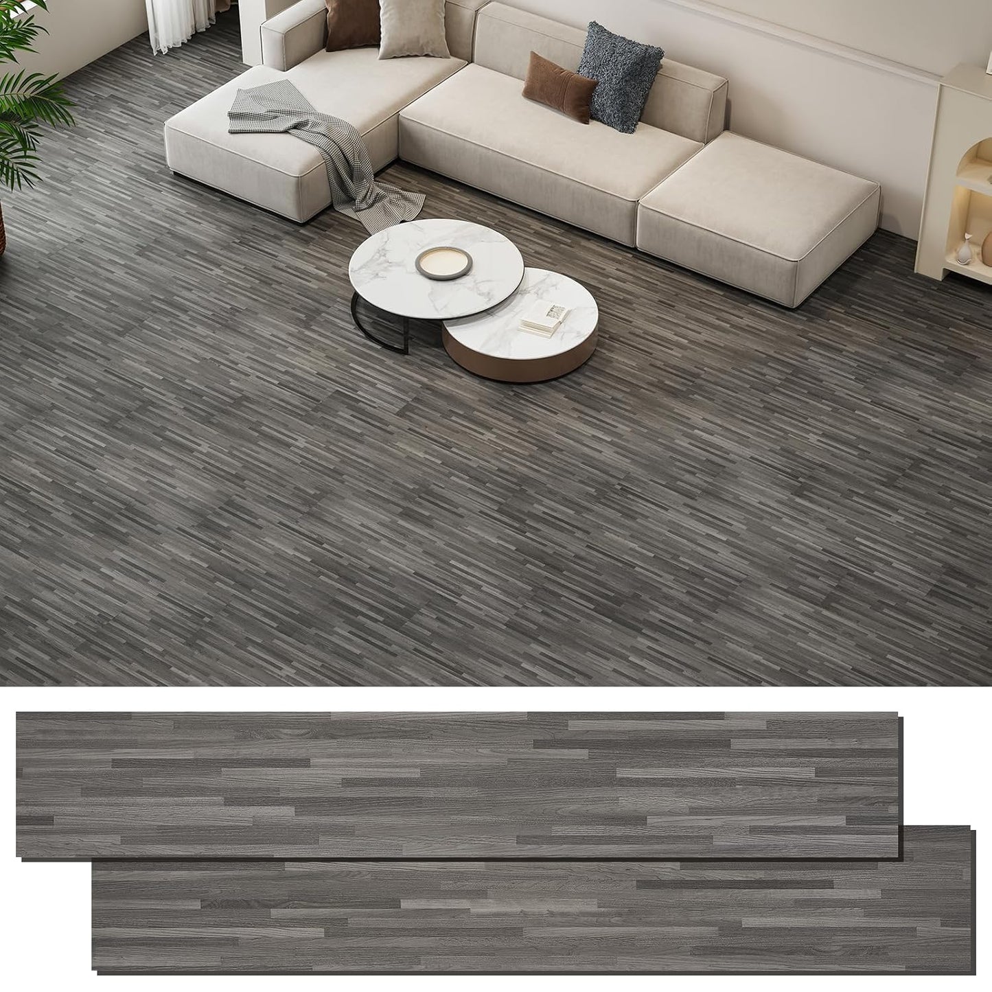 INMOZATA Peel and Stick Floor Tile Vinyl Flooring for Home