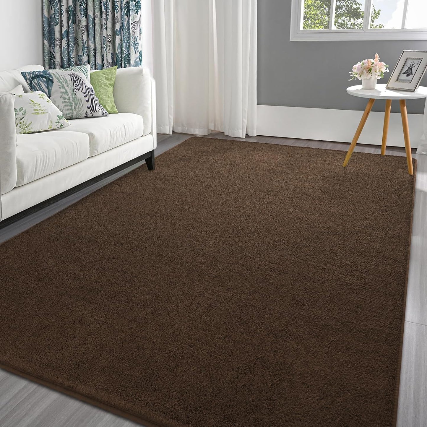 Pettop 5x7 Brown Thickened Memory-Foam Area Rug for Home