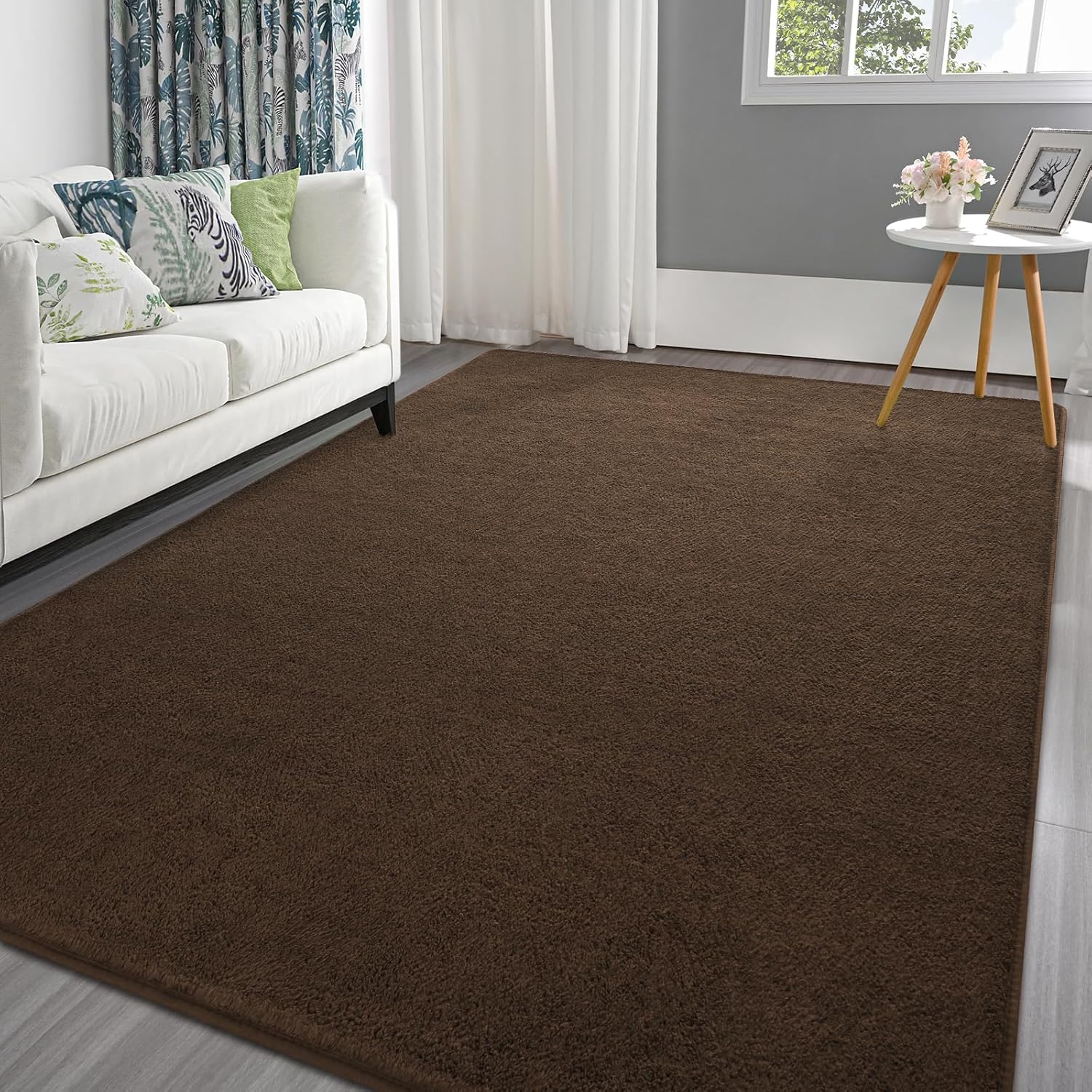 Pettop 5x7 Brown Thickened Memory-Foam Area Rug for Home