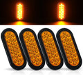 6.3in Oval LED Strobe Tail Lights Amber - Durable Trailer Signal