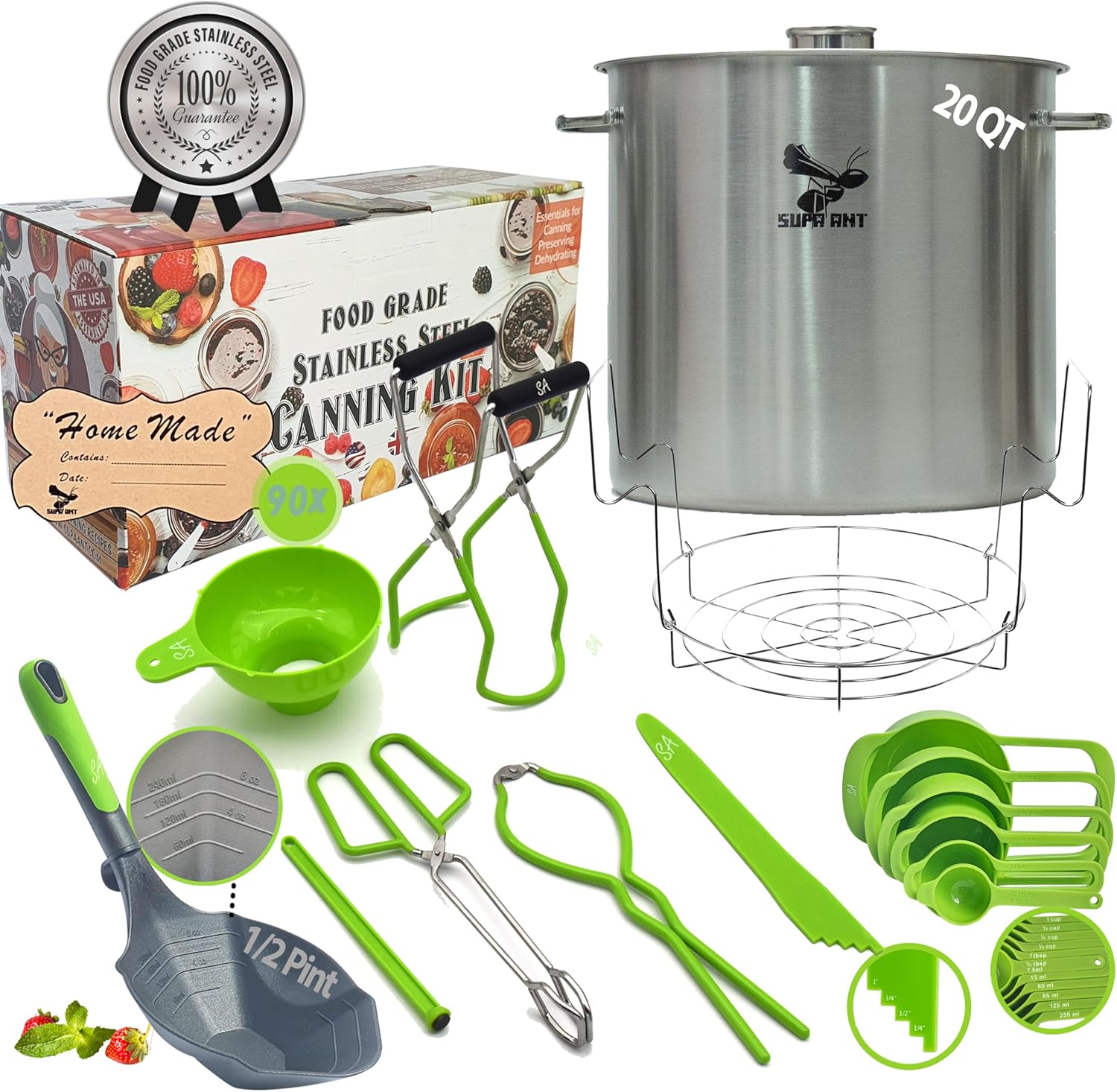 Supa Ant 20 Qt Stainless Steel Water Bath Canning Pot Kit