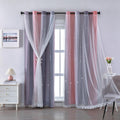 XiDi Grey and Pink Blackout Curtains for Girls Bedroom Decor