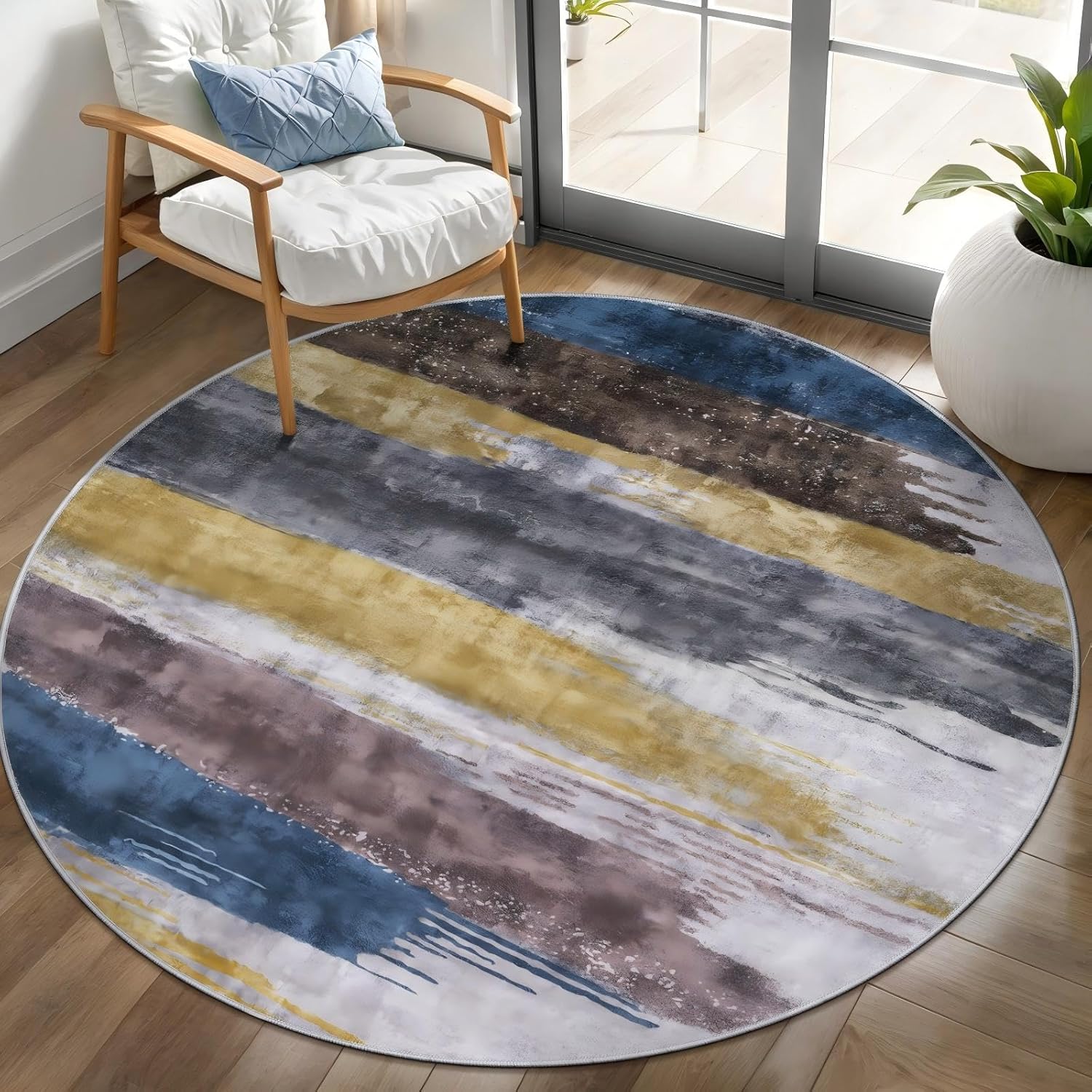 Ciicool 4ft Round Washable Rug for Modern Home Decor