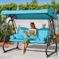 Lake Blue 3 in 1 Outdoor Porch Swing with Adjustable Canopy - 3-Seat