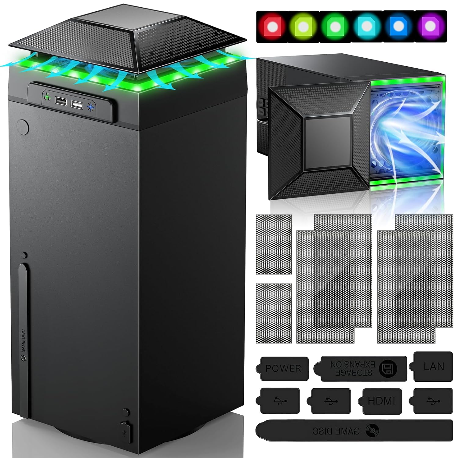 RGB Cooling Fan for Xbox Series X with Dust Filter & Modes