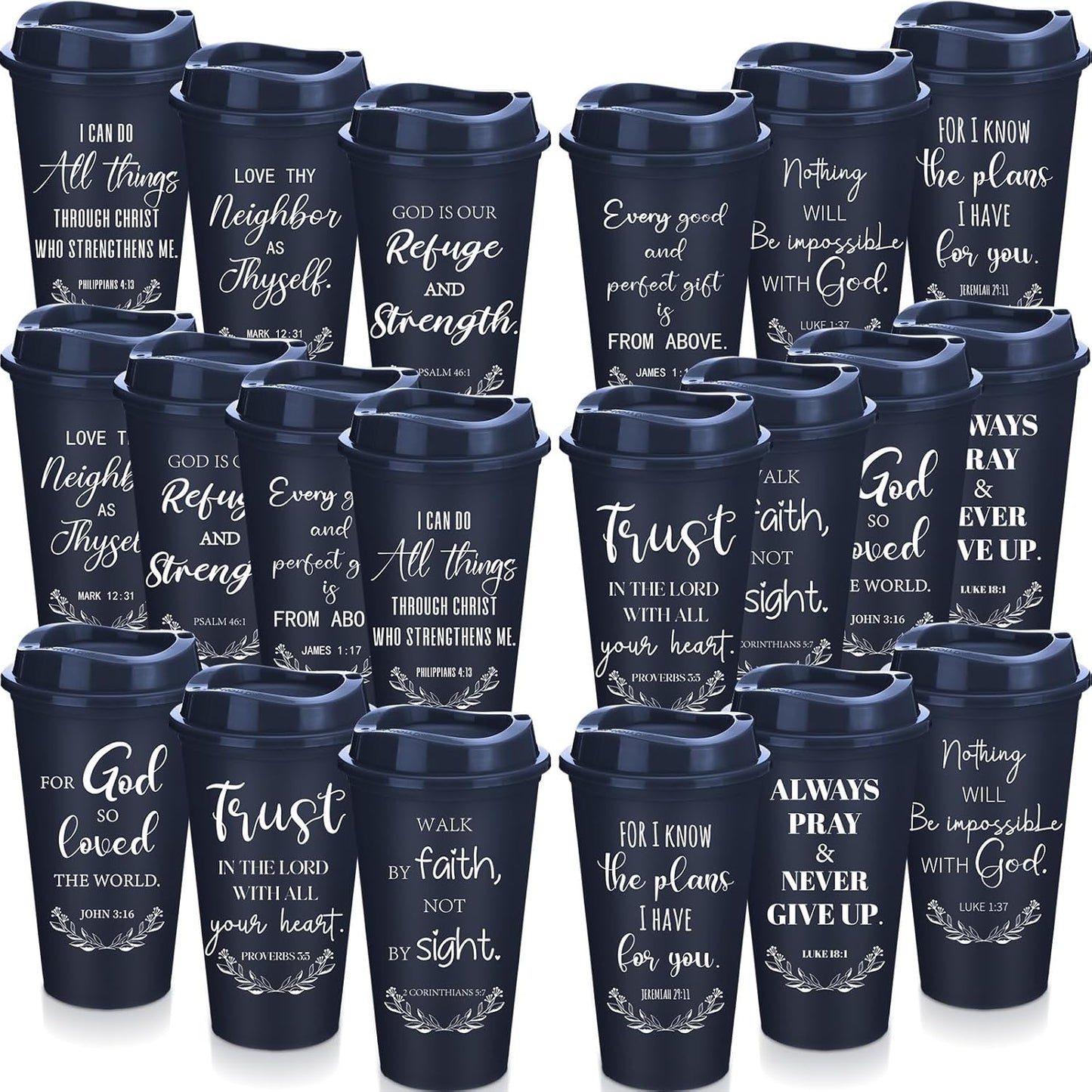 40 Pack Christian Gifts for Men Women 16oz Reusable Tumblers