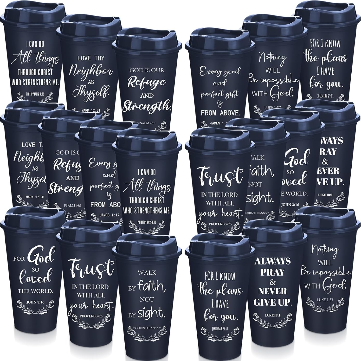 40 Pack Christian Gifts for Men Women 16oz Reusable Tumblers