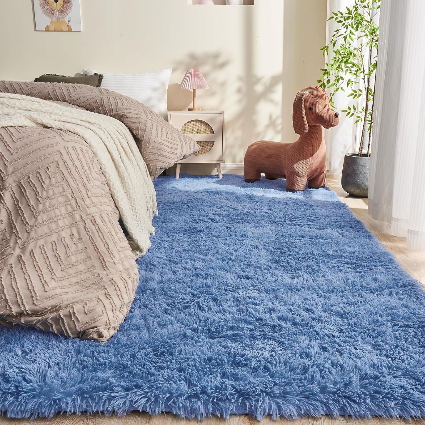 OPPODREAM 6x9 Blue Rugs for Bedroom - Ultra-Soft Fluffy Area Rugs