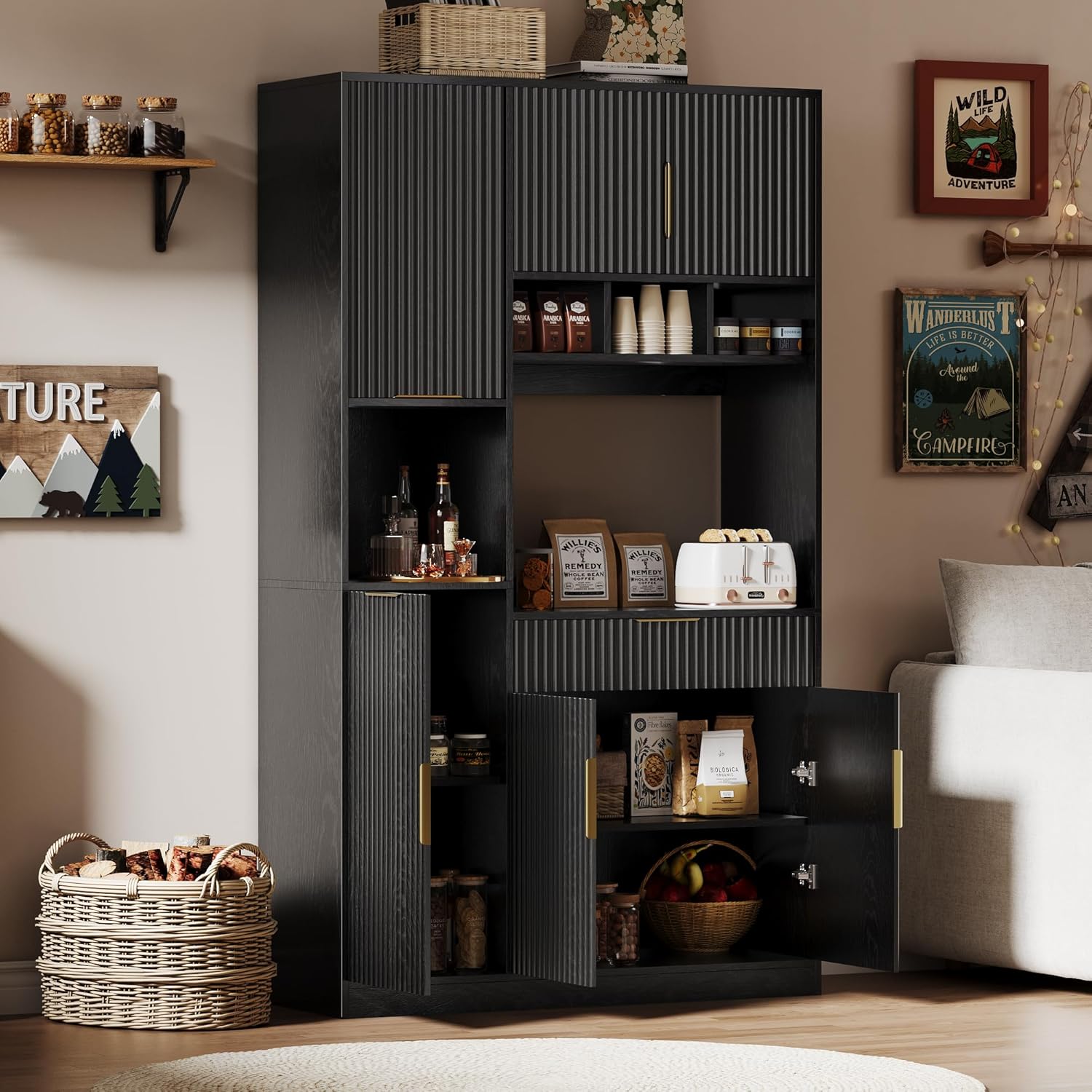Modern Freestanding Kitchen Hutch - Organize in Style!