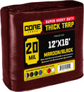 20 Mil Maroon/Black Tarp 12 x 16 - Extreme Heavy Duty Waterproof Cover