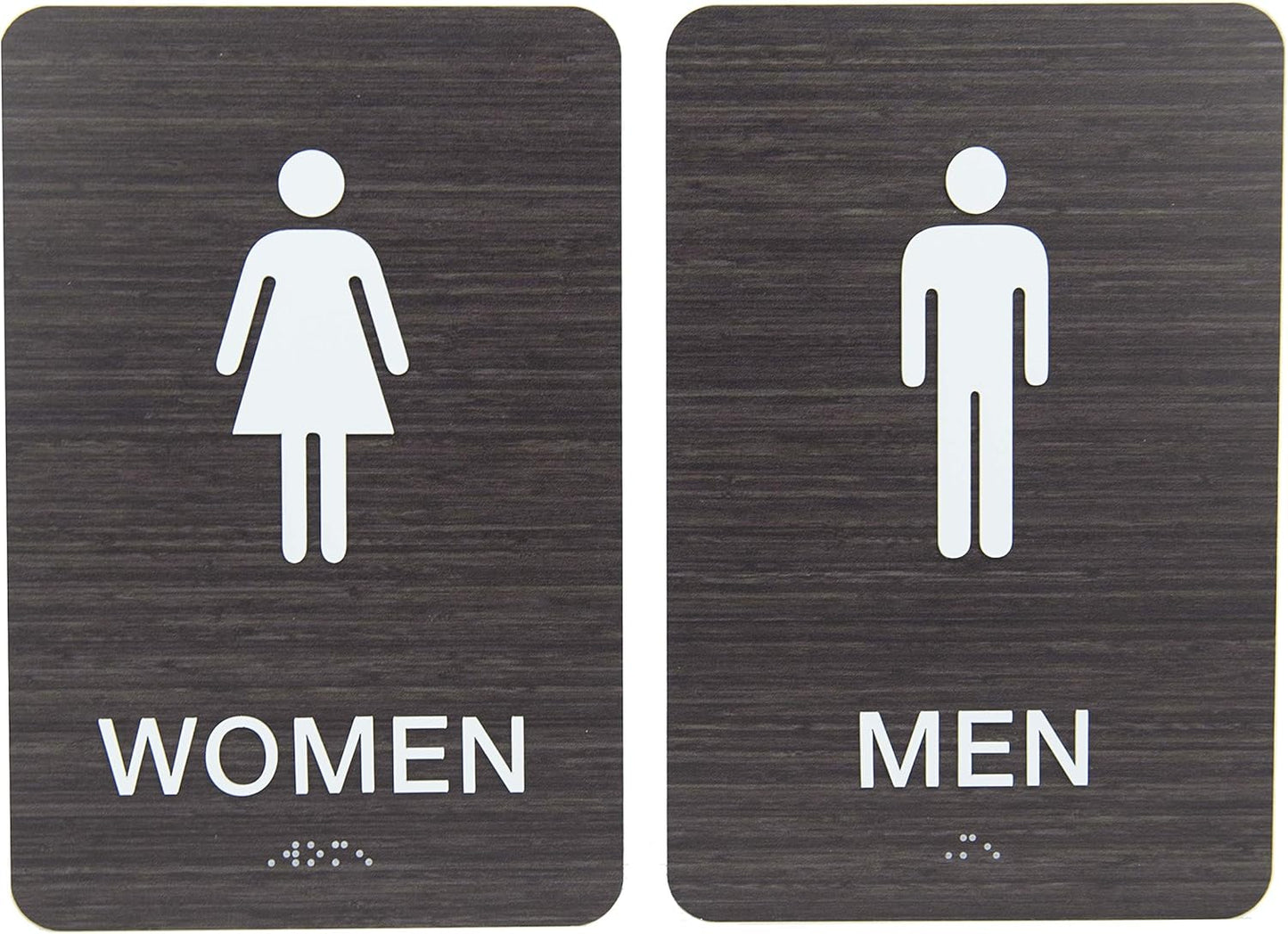 Non-Accessible ADA Restroom Sign Set with Braille - Dark Wood