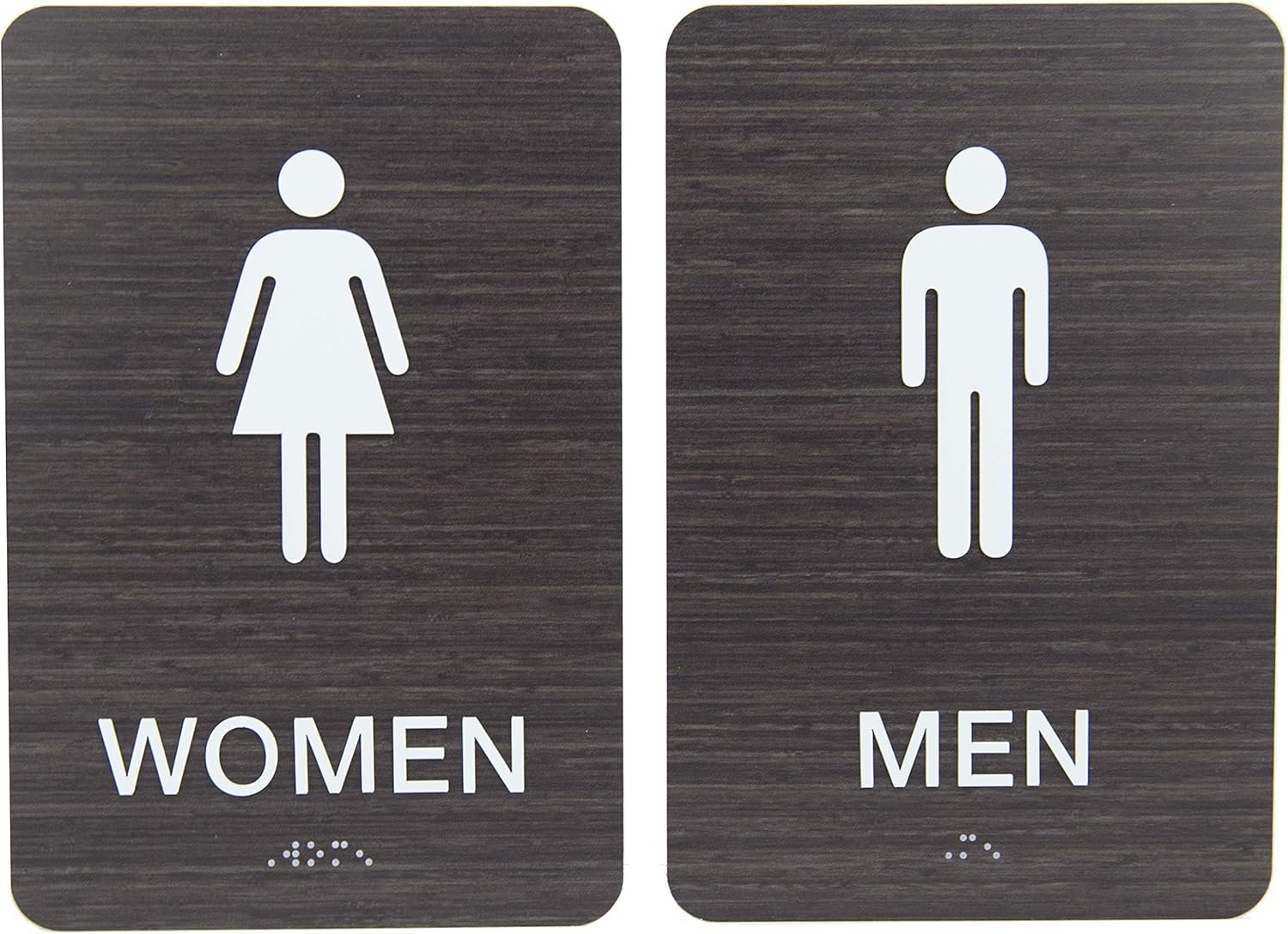 Non-Accessible ADA Restroom Sign Set with Braille - Dark Wood