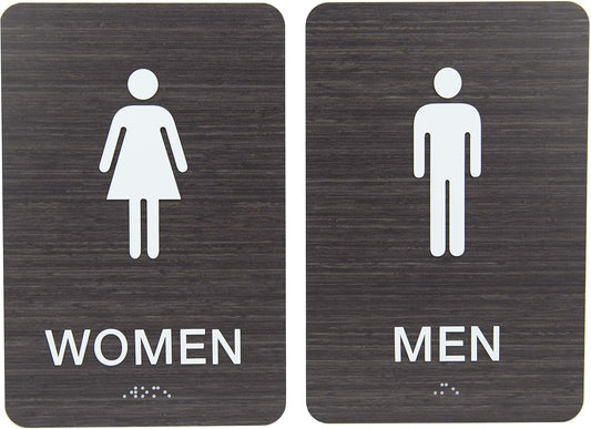 Non-Accessible ADA Restroom Sign Set with Braille - Dark Wood