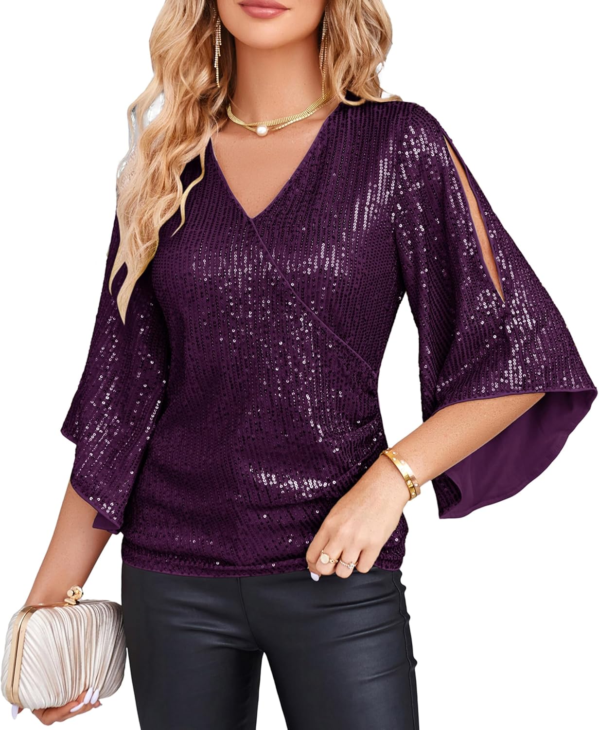 GRACE KARIN Womens Sequin Sparkly Tops for Party and Concert