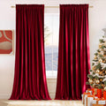 NICETOWN Christmas Red Velvet Blackout Curtains 84 in - Darken & Damp