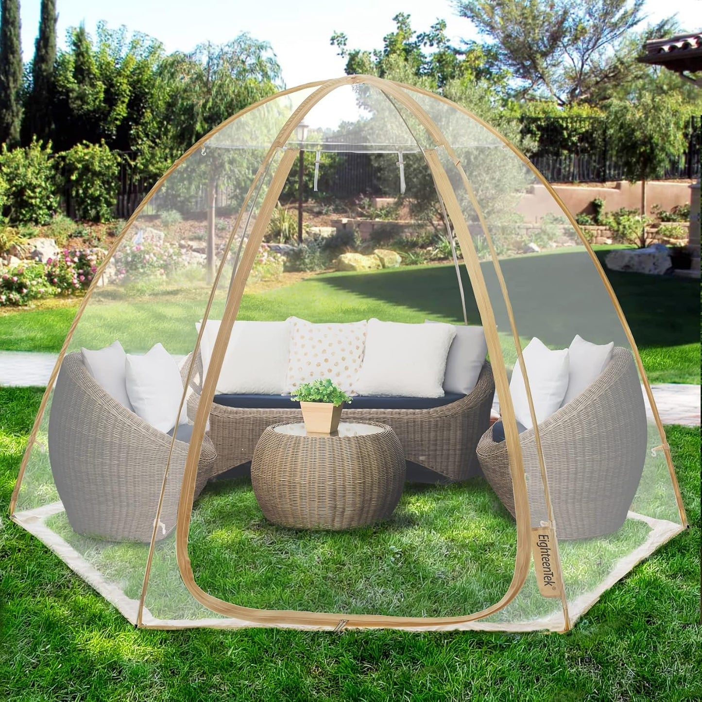 EighteenTek Weatherproof Pop Up Tent - Cold Protection, 4-6 Person, 10x10