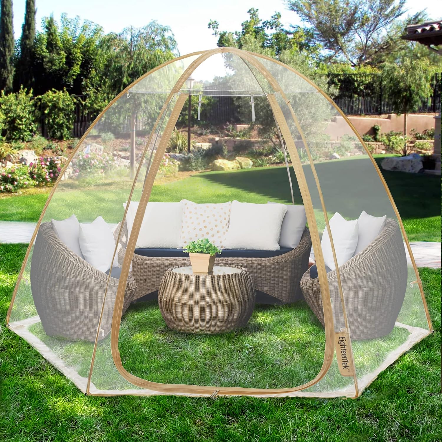EighteenTek Weatherproof Pop Up Tent - Cold Protection, 4-6 Person, 10x10