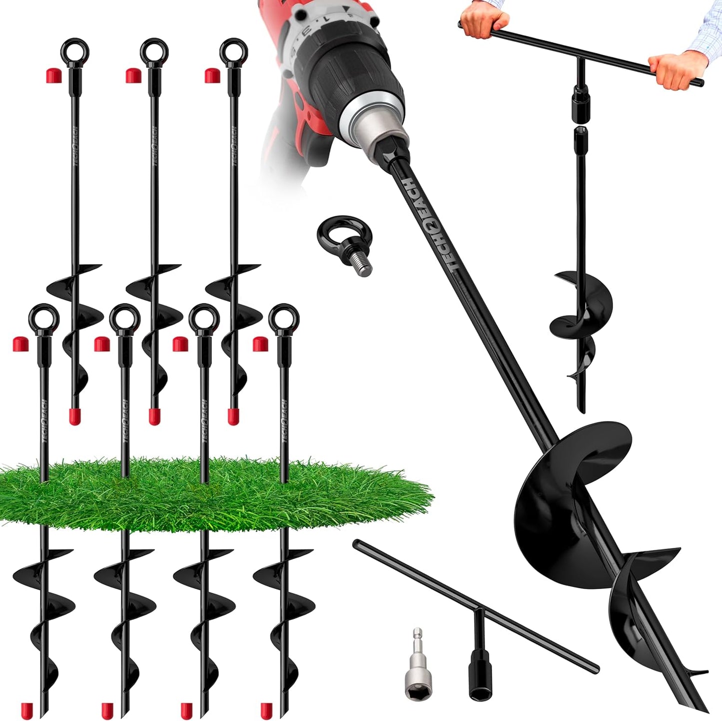Ground Anchors Screw in 18 Inch Heavy Duty Kit for Secure Ties