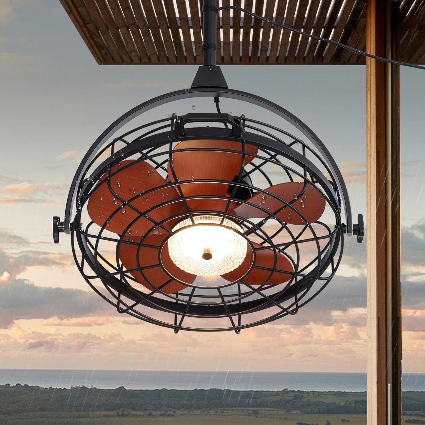 23in Waterproof Outdoor Ceiling Fan with Light for Patio Use
