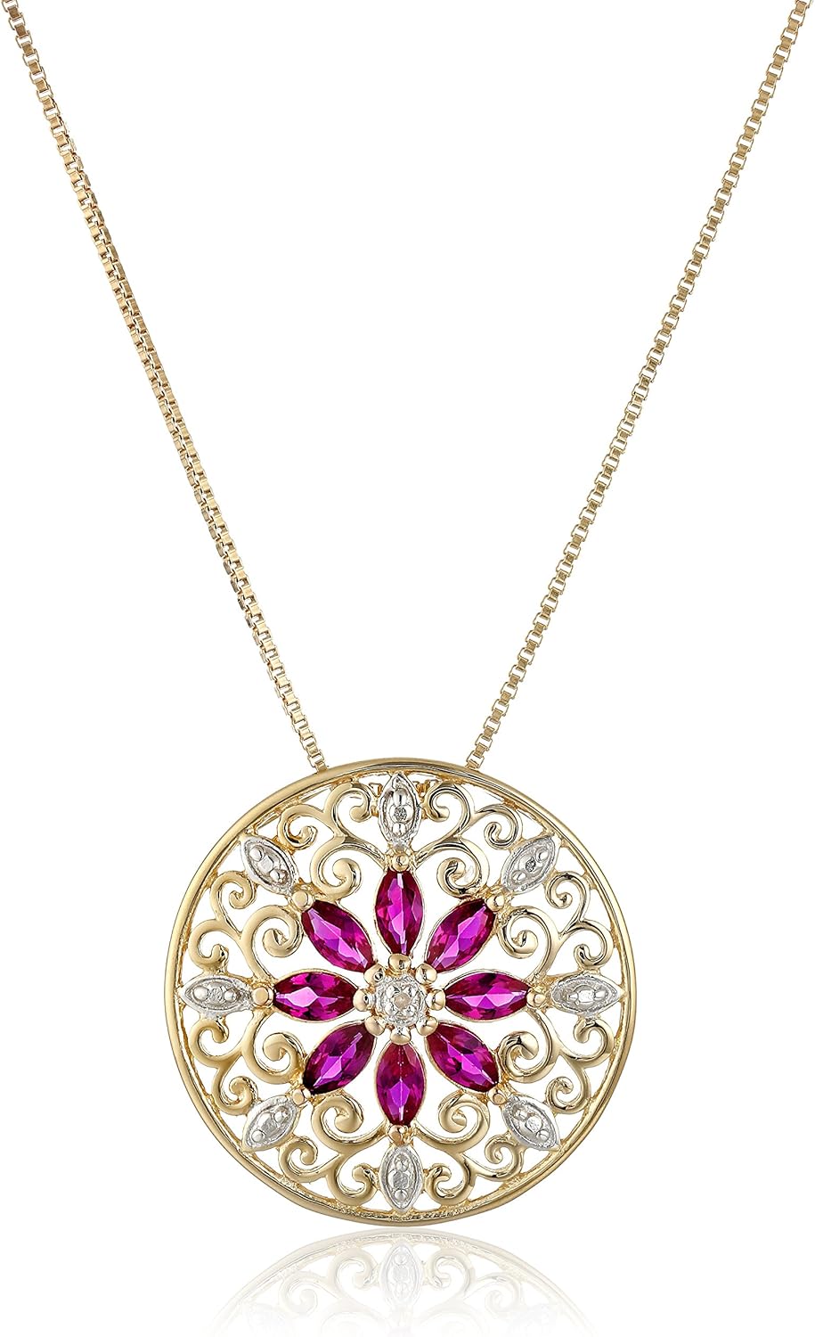 18k Yellow Gold Plated Sterling Silver Mandala Pendant Necklace