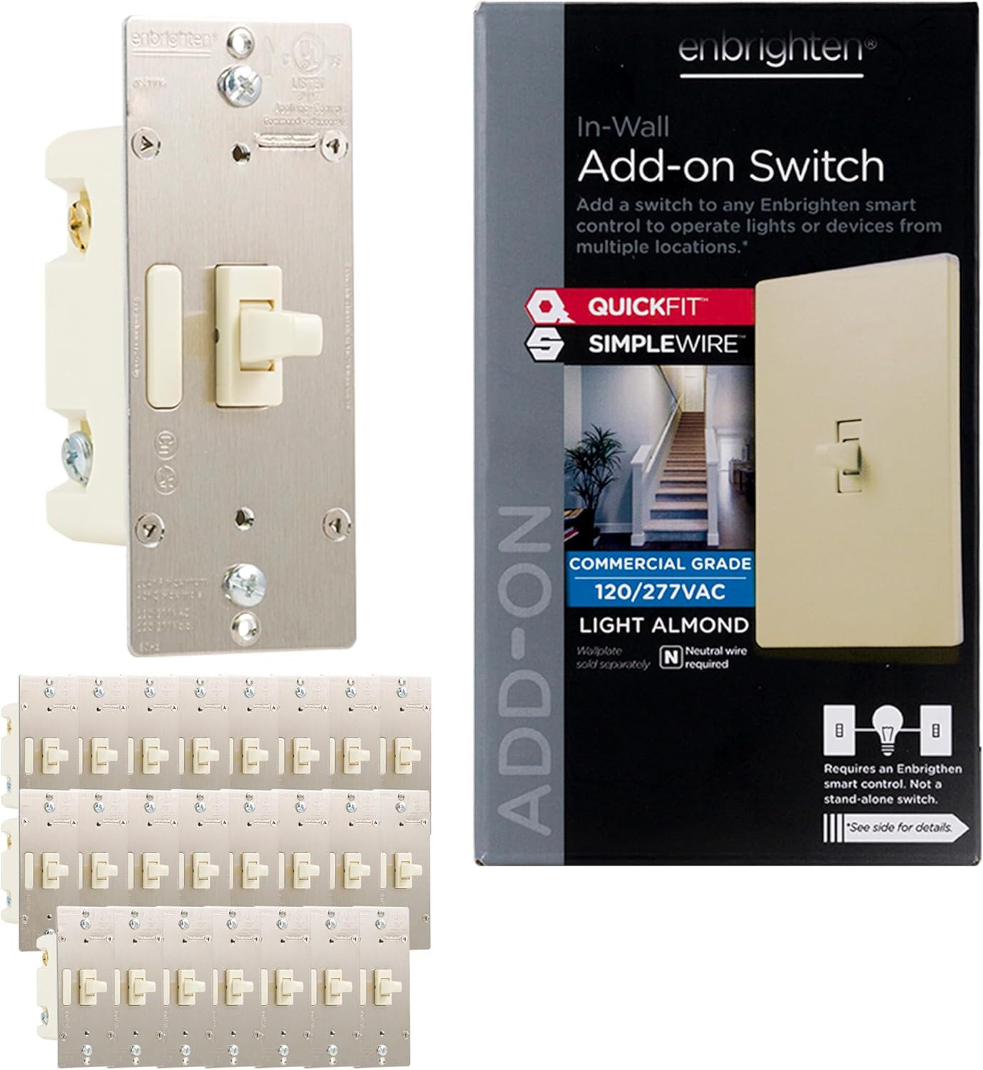 Enbrighten Almond Add-On Switch for Smart Home Automation