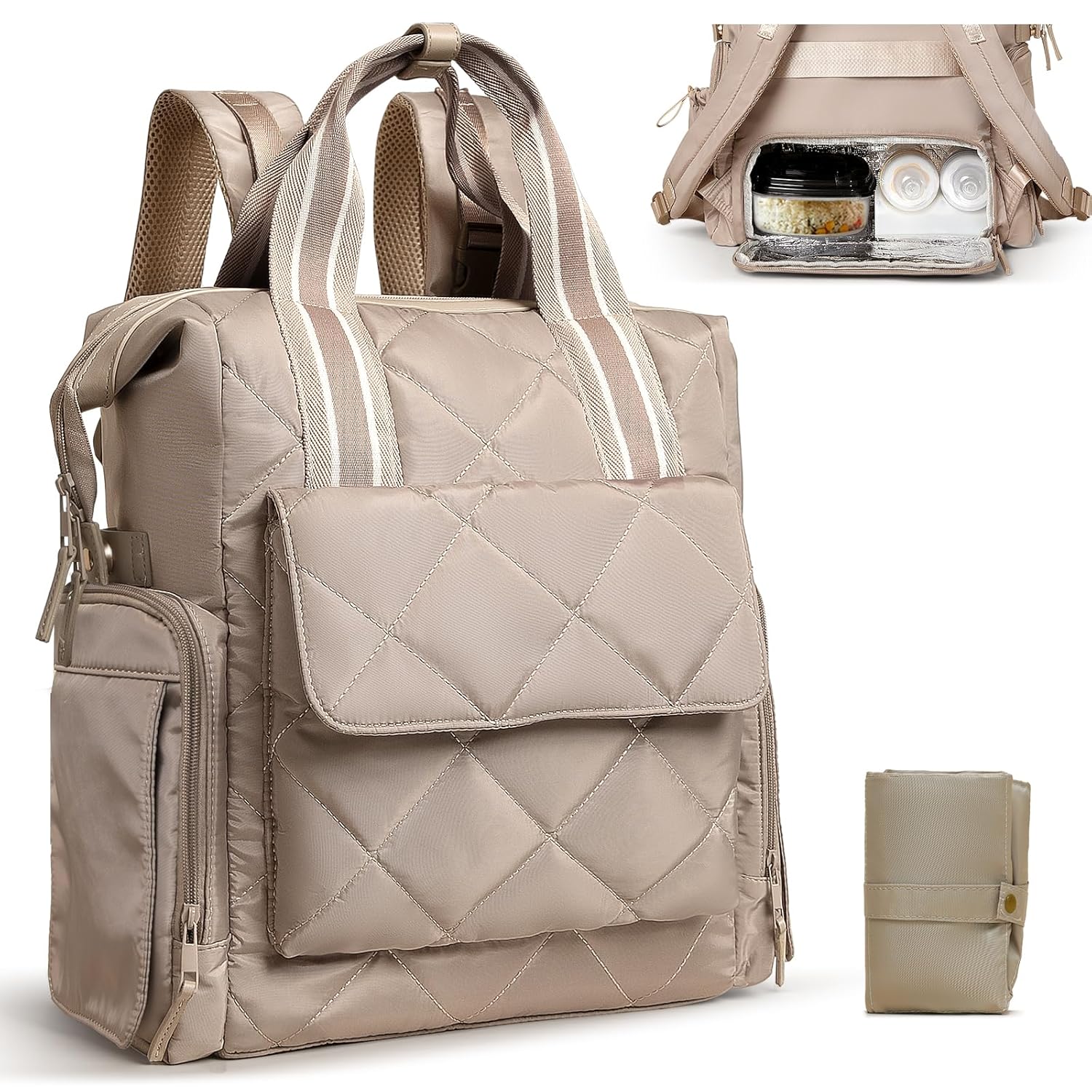 Diaper Bag Backpack with Insulated Cooler for Working Moms
