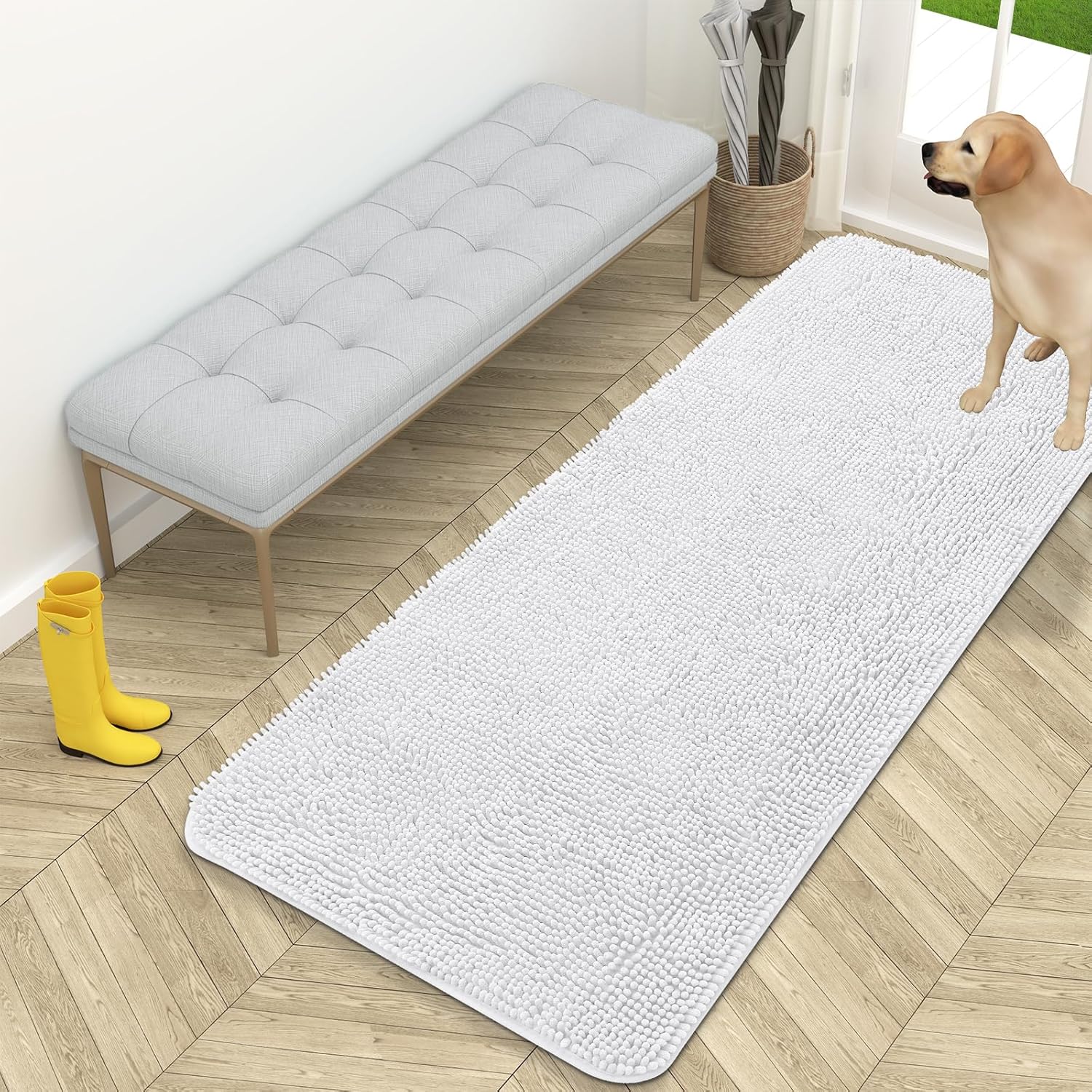 OLANLY Dog Door Mat for Muddy Paws Absorbs Moisture and Dirt