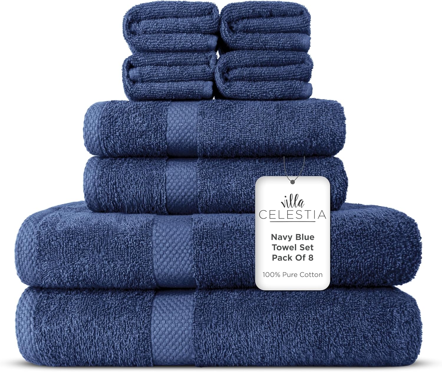 Luxurious 100% Combed Cotton Bathroom Towel Set of 8 Pieces