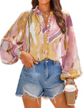 Women's Floral Print Button Down Blouse - Oversized Boho Long Sleeve