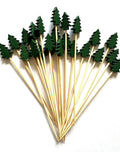 Green Christmas Tree Cocktail Picks Set