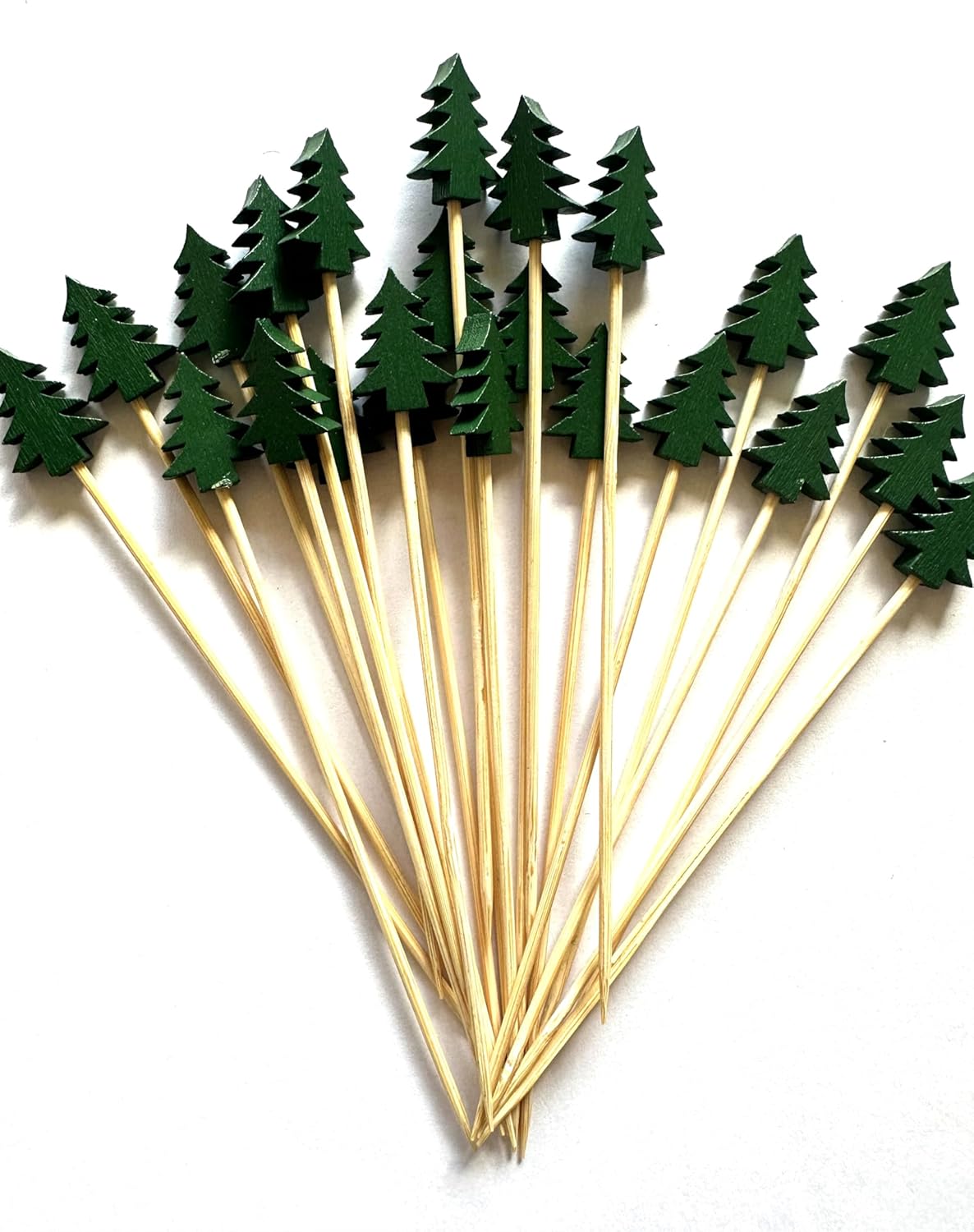 Green Christmas Tree Cocktail Picks Set
