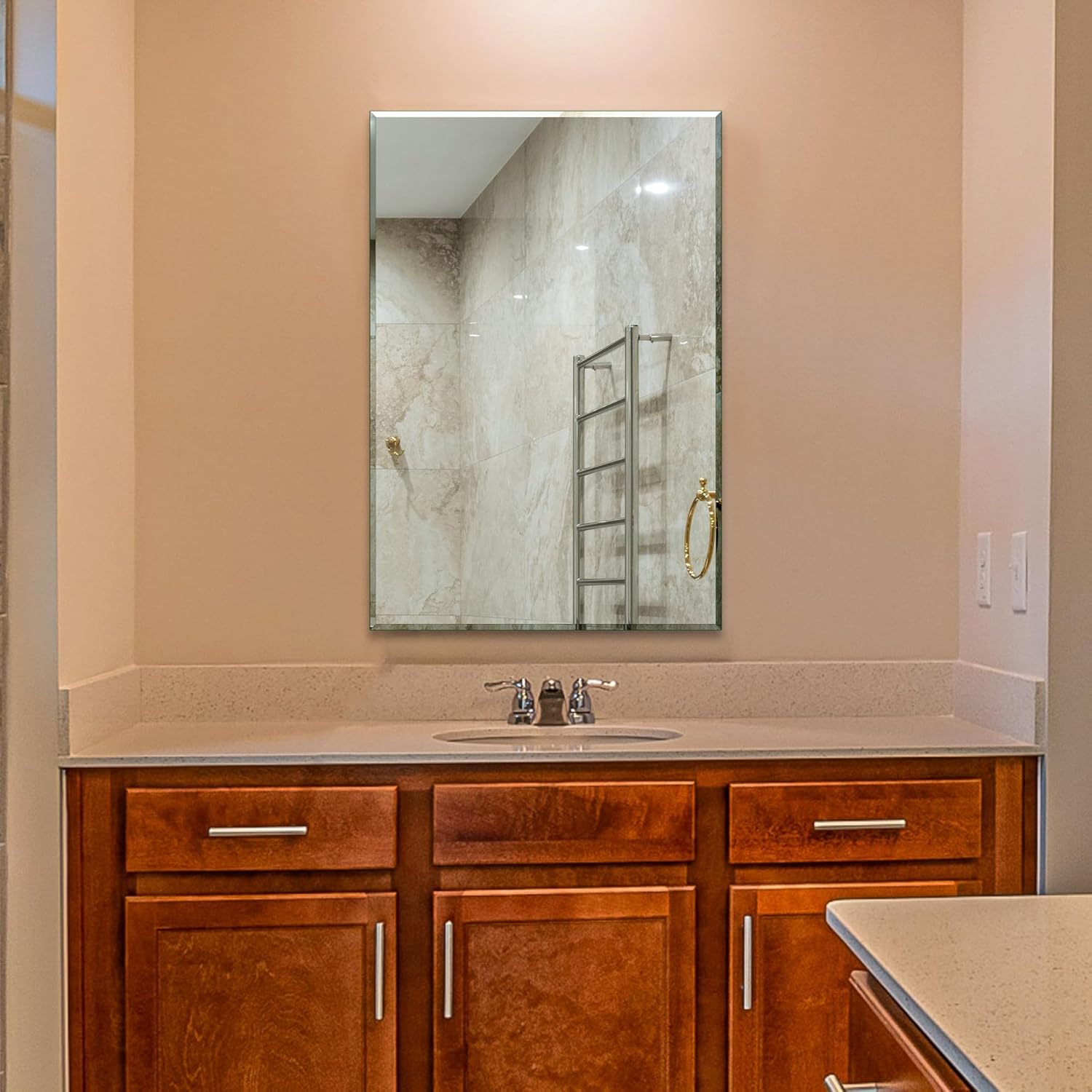 Ruomeng Beveled Edge Frameless Mirror 24 x 36 for Any Room
