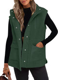 Womens Fleece Sherpa Vest Loose Fit Button Down - Warm Fall Layer