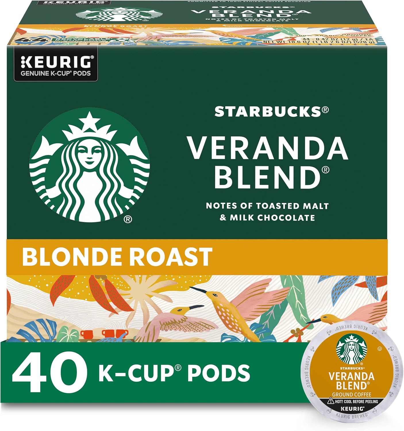 40-Pack Starbucks Veranda Light Roast K-Cup Pods