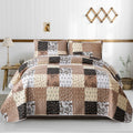 Mybedsoul Brown Patchwork Quilt Set California King Size - Reversible