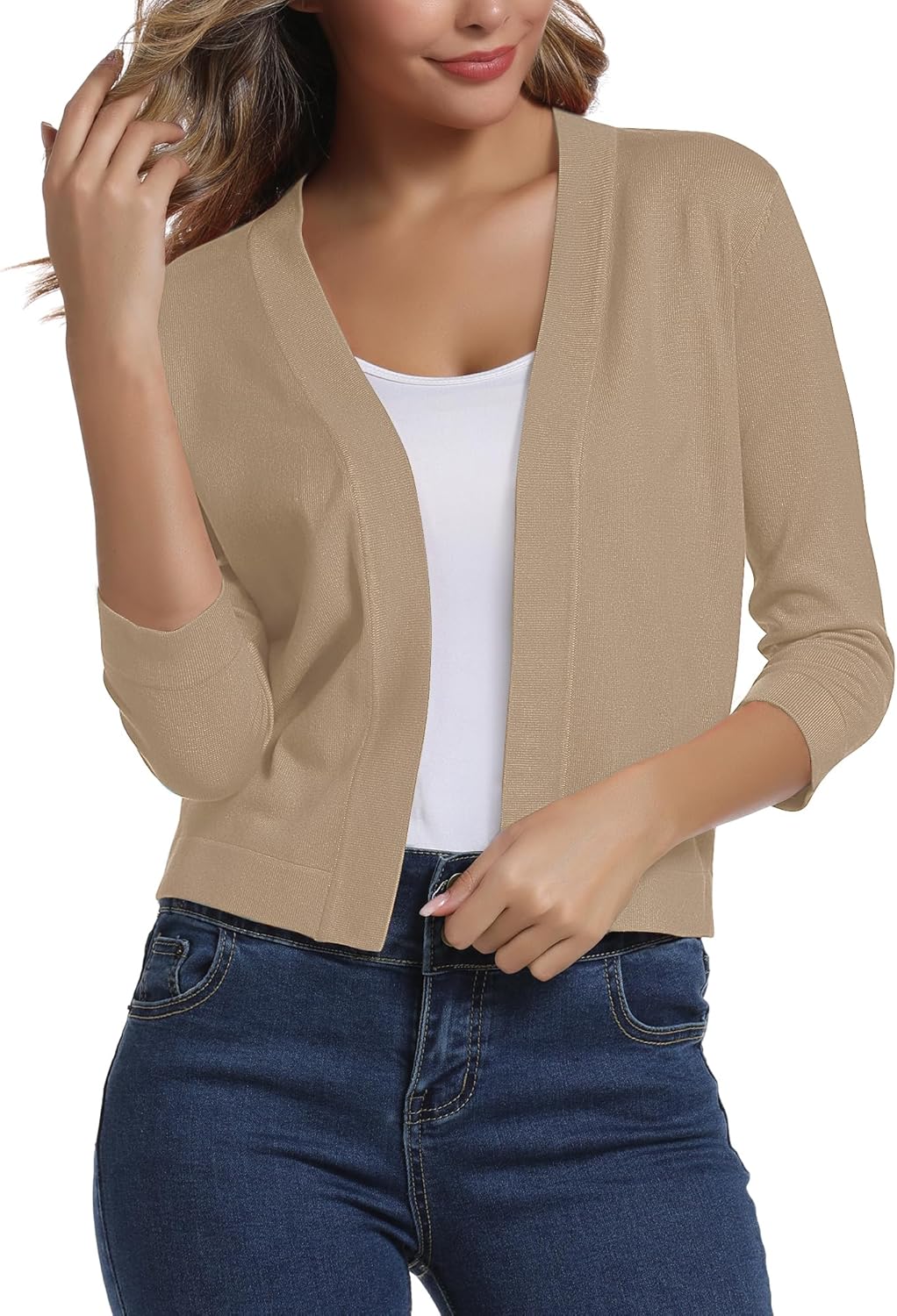 Urban CoCo Women's 3/4 Sleeve Cropped Cardigan for All Occasions