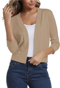 Urban CoCo Women's 3/4 Sleeve Cropped Cardigan Sweater - Classy Shrug