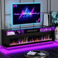 AHB 58 Fireplace TV Stand - 52 Electric Fireplace, LED Lights, Storage - Black